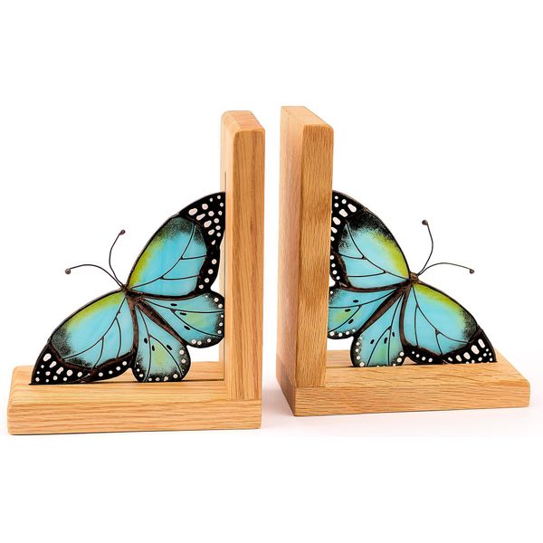 Fermalibri Avalglass Farfalla Blu In Vetro Colorato, 2 Pezzi, Fatti A Mano In Polonia-image