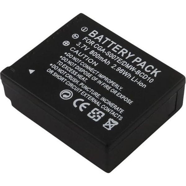 Avizar, Batteria Ricaricabile Panasonic Lumix Dmc 800 Mah 3,7 V Li-Ion, Nero-image