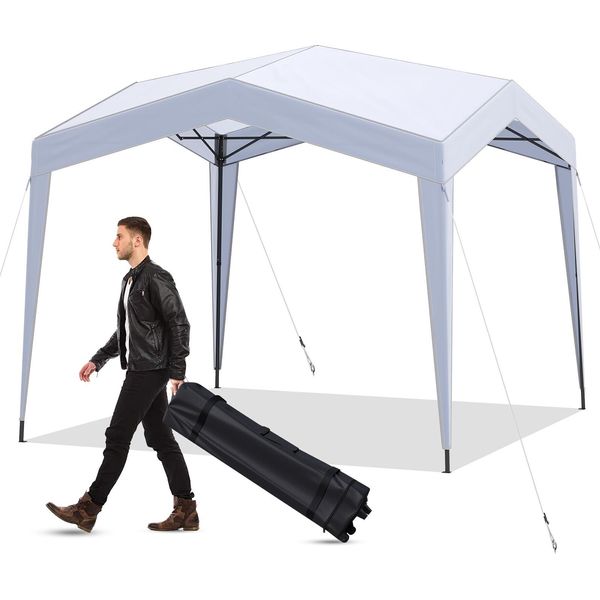 Costway Gazebo 3X3M, Gazebo Pieghevole Pop Up Con Borsa Avvolgibile, Gazebo Da Giardino Impermeabile Stabile Invernale, Tenda Da Giardino Pop Up, Senza Zanzariera-image