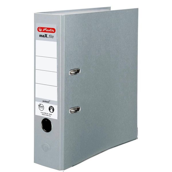 Herlitz 5480900 Max.File Protect Ordner Grau Kunststoff 8,0 Cm Din A4-image