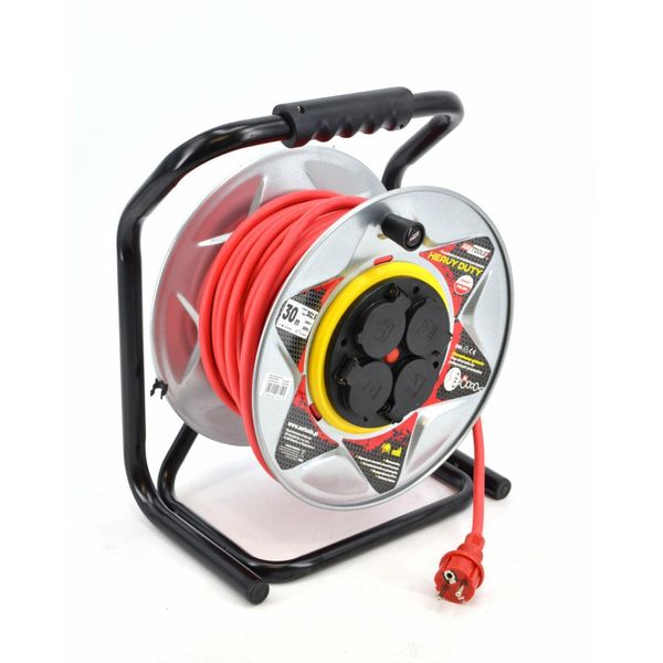 Awtools Cavo Di Prolunga A Tamburo In Metallo Rosso Per Impieghi Gravosi 40M 3X1,5 Mm 16A / 3680W / Ip44-image
