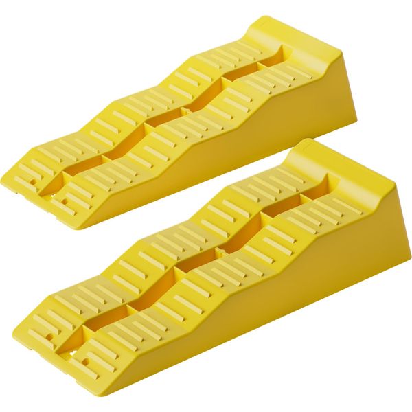 Coppia Di Cunei Per Gradini Wiltec Con 3 Livelli Di Altezza 40/70/100 Mm, Set Di 2 Cunei Di Guida Con Capacità Di Carico Di 3 T, Cunei Di Livellamento Per Caravan, Camper, Ecc.-image