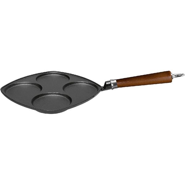 Ronneby Bruk Maestro Padella Per Uova In Ghisa Con Manico In Legno Di Faggio Marrone 25X25Cm-image