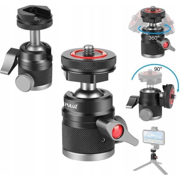 Testa A Sfera Per Telecamera 3D Con Filettatura Da 1/4'' 2X Iso Shoe Fino A 3Kg Puluz / PU3075B-image