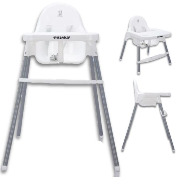 Twinky® Seggiolone Eco Per Bambini | Cresce Con Il Bambino, Pieghevole E Regolabile | Spazio Comodo Per Mangiare Dai 6 Mesi Ai 3 Anni | Bianco-image