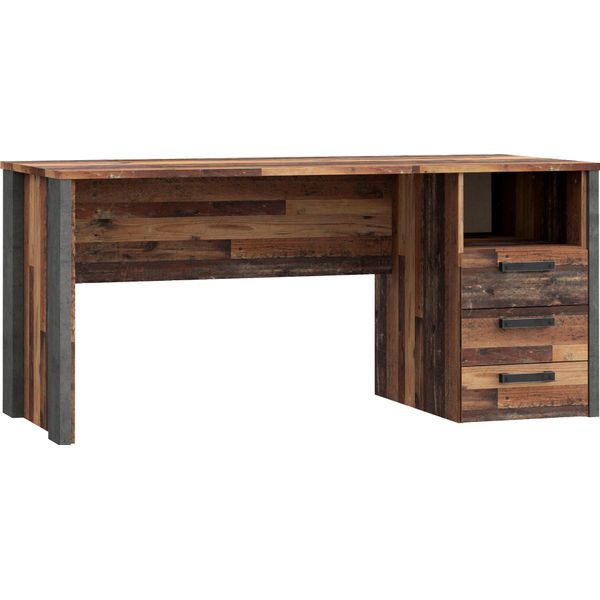 Schreibtisch Forte "Clif", Grau (Old, Wood Vintage, Betonoptik Dunkelgrau, Old, Wood Vintage), B:160Cm H:73,5Cm T:69,5Cm, Tische, Schreibtisch, Computertisch Mit Schubladen, Industriedesign, Breite 160 Cm-image