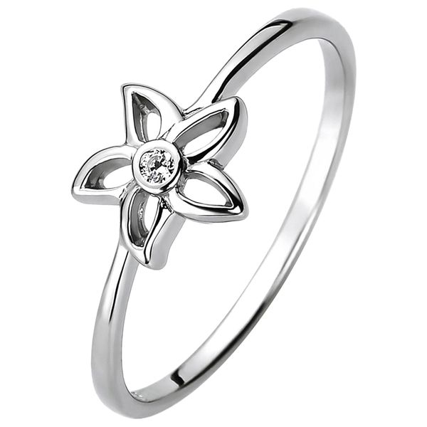 Fingerring Jobo "Blume" Gr. 60, Silber (Silber 925), Fingerringe, Damen, 60, Silber 925 (Sterlingsilber), Fingerring, 925 Silber Mit Zirkonia-image