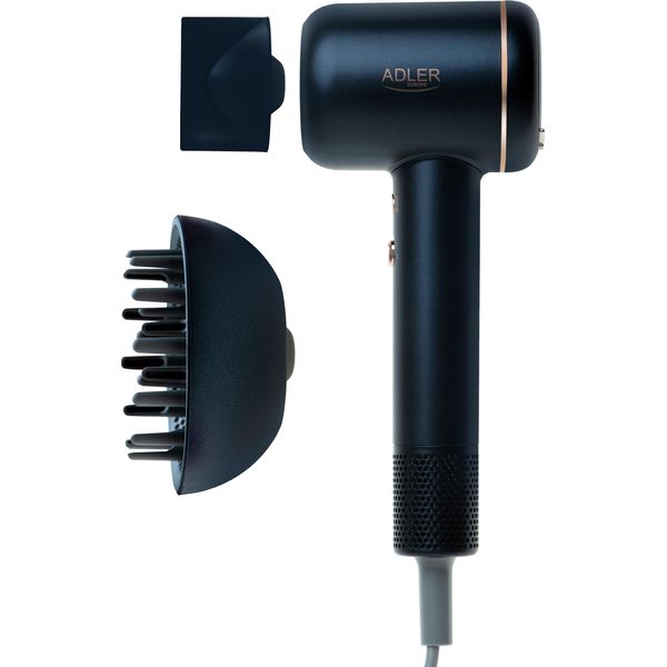 Asciugacapelli Adler | Ad 2270 Superspeed | 1600 W | Numero Di Impostazioni Di Temperatura 3 | Funzione Di Ionizzazione | Bocchetta Di Diffusione | Nero-image