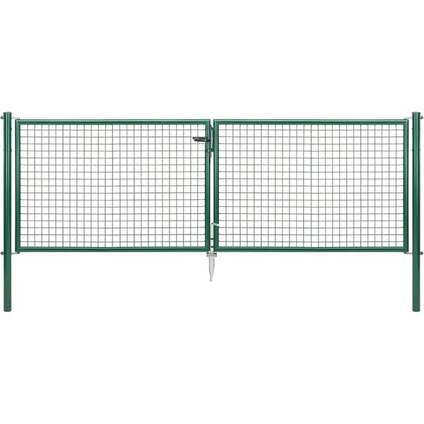 Alberts 602901 Cancello Doppio In Rete Metallica Ondulata, Verde, Larghezza 300 Cm, Altezza 100 Cm-image
