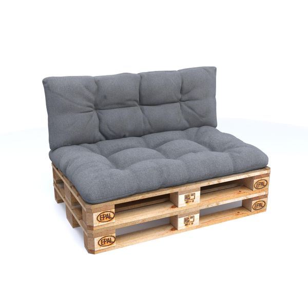 Pokar Cuscino Per Pallet Con Bella Trapuntatura Cuscino Per Divano In Pallet, Dimensioni: Set Cuscino Seduta 120X80 + Cuscino Schienale 120X40, Colore: Grigio-image