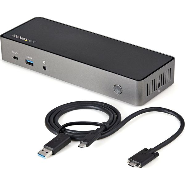 Startech.Com USB-C E USB-A Dock - Docking Station Universale Triplo Monitor Displayport E Hdmi 4K 60Hz - 85W Power Delivery, Hub 6X Usb, Gbe, Audio - Docking Station Usb Tipo C/Usb 3.1 Gen 2 10Gbps-image