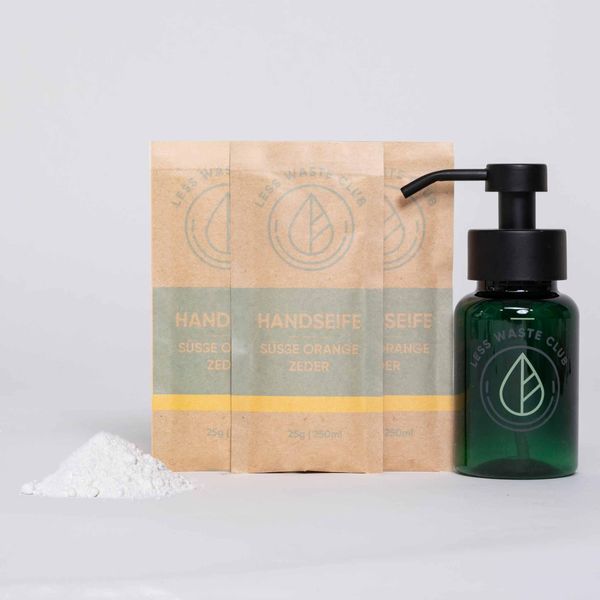 Sapone In Polvere Per Le Mani - Starter Set I Arancio Dolce Cedro I Ingredienti Naturali I Con Scrub I Sostenibile I Vegano I Senza Microplastiche I Neutrale Dal Punto Di Vista Fisico-image
