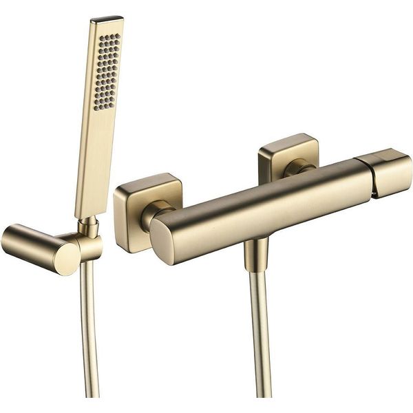 Miscelatore Doccia A Parete Con Set Doccia Laveo Tores Oro Spazzolato-image