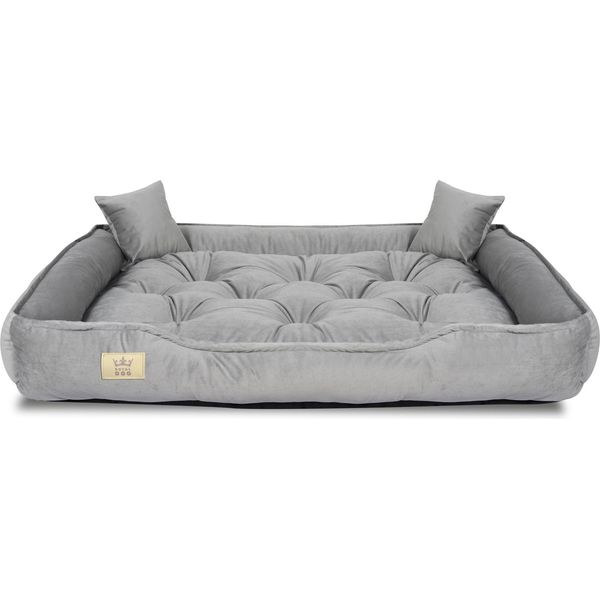 Letto Per Cani, Box, 115X95 Cm, Velluto Grigio-image