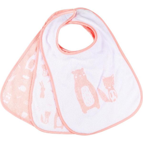 Bavaglino In Velcro Confezione Da 3 " Set Di Bavaglini Con Chiusura In Velcro "" Bavaglino Con Simpatico Disegno Di Animali "" Bavaglino Per Neonati E Bambini: Rosa Colore: Rosa"-image