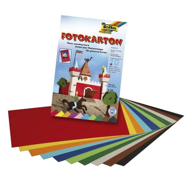 Folia 606 Blocco Di Cartone Fotografico 22 X 33 Cm 300 G/Mq Colori Assortiti Blocco Di 10 Fogli(S)-image