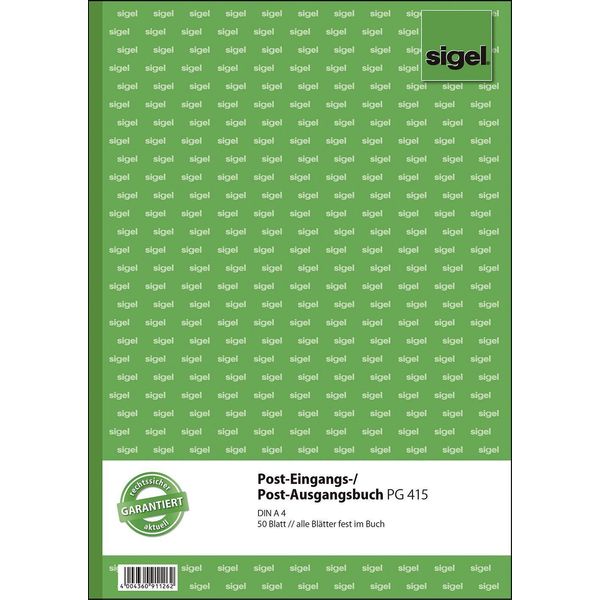 Sigel® PG415 Libro Della Posta In Entrata E In Uscita - A4, Stampato Su Entrambi I Lati, 50 Fogli-image