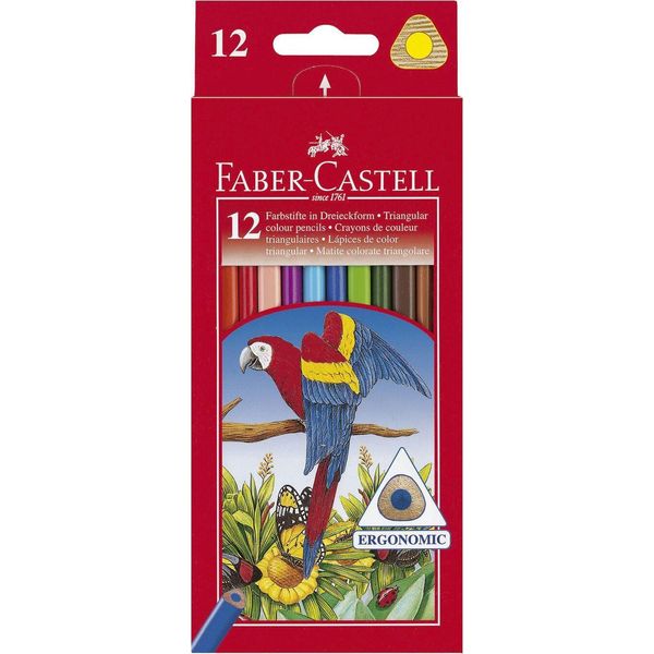 Faber-Castell 116512 Matita Colorata Forma Triangolare - 12 Colori Assortiti, Scatola Di Cartone-image
