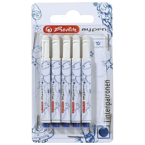 Herlitz 10999852 Cartuccia Universale Per Penna Stilografica My.Pen - Blu, 1 X 5 Pezzi(T)-image
