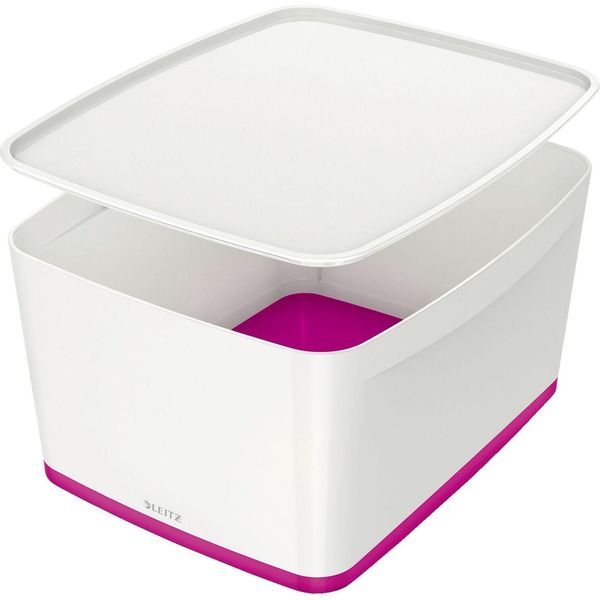 Leitz 5216-10-23 Contenitore Mybox Grande A4 Con Coperchio Abs Bianco/Rosa(S)-image