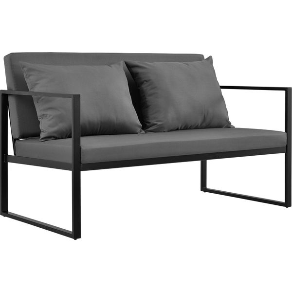 Panca Da Giardino 70 X 114 X 60 Cm Panca Da Giardino Panca Da Parco Panca Da Salotto Ferro Nero / Grigio Scuro-image