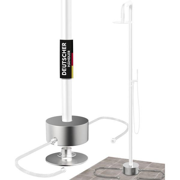 Rosone In Acciaio Inox Rotondo Aisi 304 V2A Per L'installazione Fuori Terra Della Doccia Da Esterno "Lawa"" I Doccia Da Giardino I Doccia Ad Acqua Calda I Doccia Ad Acqua Fredda"-image
