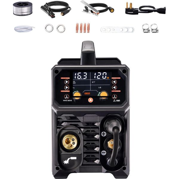 Succebuy Pro Mig Welder - Soluzione Di Saldatura Avanzata Da 200 Amp. Questa Saldatrice Sinergica 5 In 1 Offre Saldatura Mig Pluse, Gas Mig, Flux Core Mig, Stick E Lift Tig-image