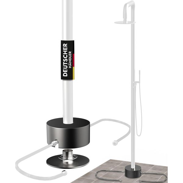 Rosone In Acciaio Inox Rotondo Aisi 304 V2A Nero Per L'installazione Fuori Terra Della Doccia Da Esterno "Lawa"" I Doccia Da Giardino I Doccia Ad Acqua Calda I Doccia Ad Acqua Fredda"-image