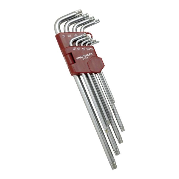 Kraftwerk WinkelstiftschlüSsel-Satz FüR Tx-Schrauben Mit Bohrung T10-T50, 9-Tlg. (3609)-image