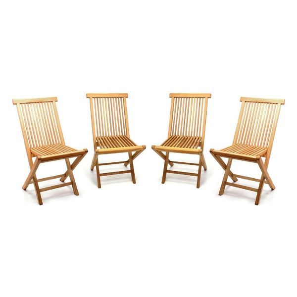 Vcm 4Er Set Gartenstuhl Teak Holz Behandelt Klappbar Holzstuhl Balkonstuhl MaßE B. 46X H. 89X T. 62 Cm-image