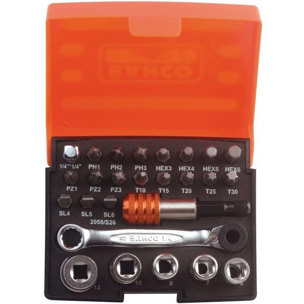 Bahco SteckschlüSselsatz Metrisch 1/4 (6.3 Mm) 26Teilig 2058/S26 (2058/S26)-image