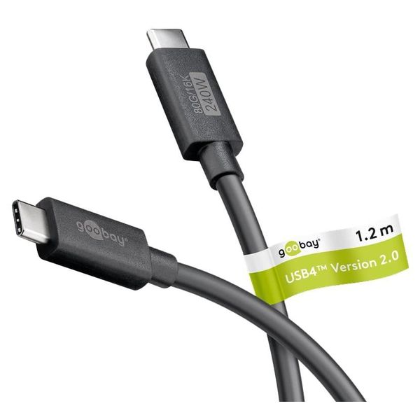 Goobay 74376 Cavo USB-C™ , USB4™ Versione 2.0, 240 W, 80 Gbit/S, Pd, 1,2 M, Nero - Connettore USB-C™ > Connettore USB-C-image