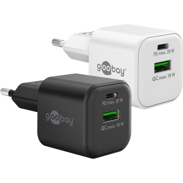Goobay 65864 Caricatore Doppio Veloce USB-C™ Pd Gan Nano (20 W) Nero, Nero - 1X Connessione USB-C™ (Power Delivery) E 1X Connessione USB-A (Quick Charge)-image