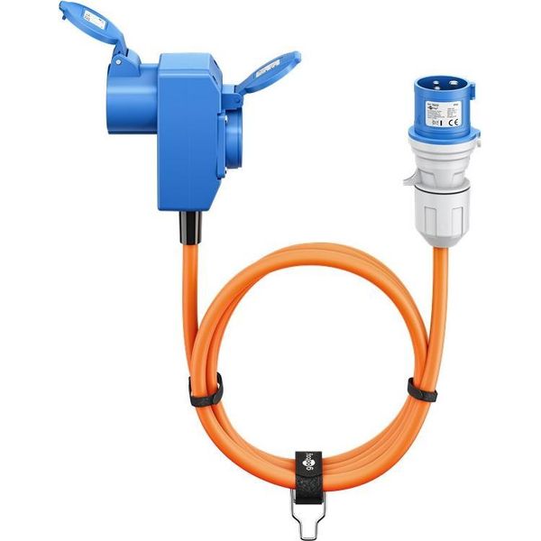 Goobay 76233 Cavo Adattatore Cee, Da Spina Cee A Innesto Cee A 90° E Innesto Per Contatto Di Terra, 5 M, 5 M, Arancione - Cavo Da Campeggio Per Aree Esterne, 16 A / 230 V-image