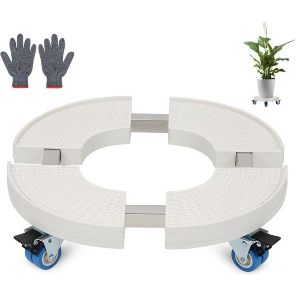 Swanew Carrello Per Piante Rotonde Ø 38-52Cm Carrello Per Fiori Regolabile Tavola Rotante Carrello Per Piante Da Esterno A 360° Ruote Fino A 300 Kg Per Il Giardino Di Casa Vaso Da Fiori-image
