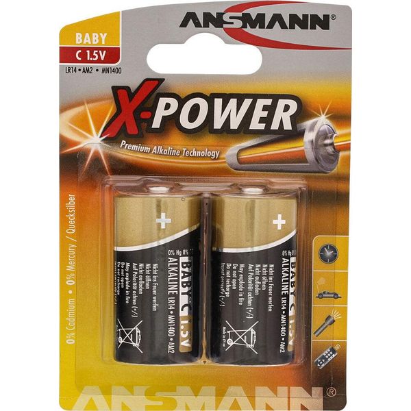 Ansmann 5015623 Alkaline X-Power Batterie, Baby (C), 2Er Pack (5015623), 7,5Mah-image
