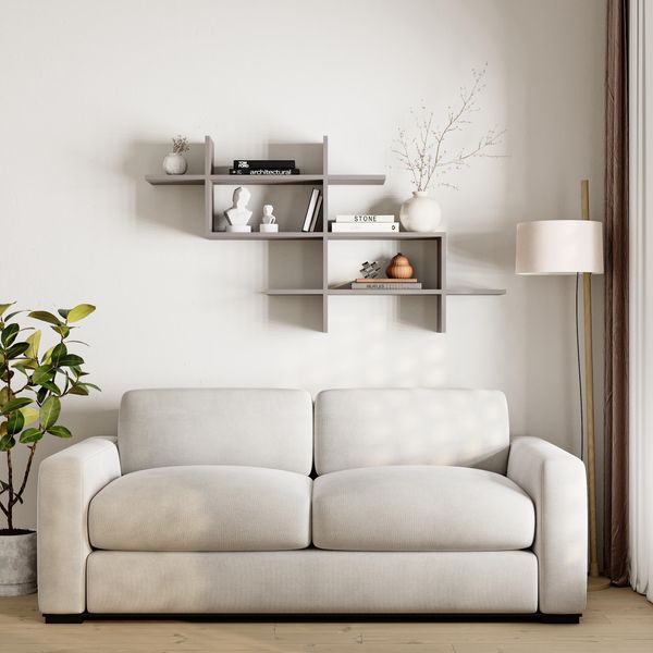 Decortie Halic Scaffale A Parete Libreria Moderna Grigio Moka, 150 X 22 X 82 Cm-image