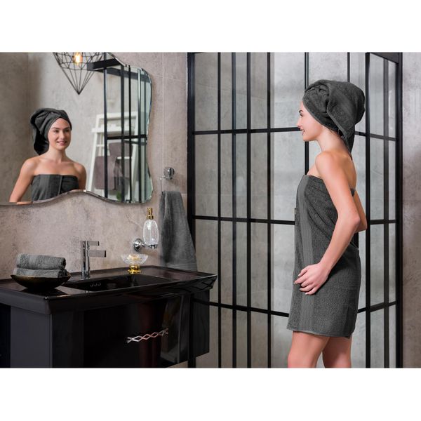 Set Di Asciugamani Brielle In 100% Cotone, Set Di 10 Asciugamani Per Ospiti, 30X50 Cm, Cotone Asciugamani Per Ospiti Molto Assorbenti Per Il Bagno, Colore Antracite-image