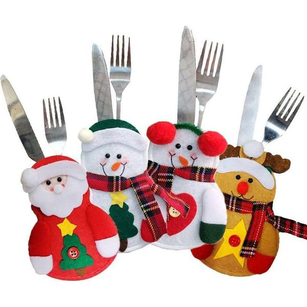 Portaposate - Natale - Babbo Natale - Albero Di Natale - Natale - Natale - Set Di 4 - Cuore Di Babbo Natale/Snowman E Albero/Renna-image