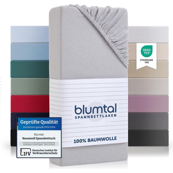 Blumtal Basics - Lenzuolo 180X200Cm In Jersey - Lenzuolo 180X200Cm In Cotone - Lenzuolo 180X200Cm - Coprimaterasso 180X200Cm - Copriletto - Grigio Chiaro - Grigio-image