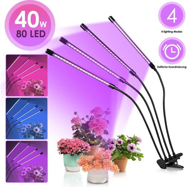 Tolletour Led Lampada Per Piante A Spettro Completo Luce Per Piante Da Interno 40W Lampada Da Coltivazione Lampada Da Coltivazione-image