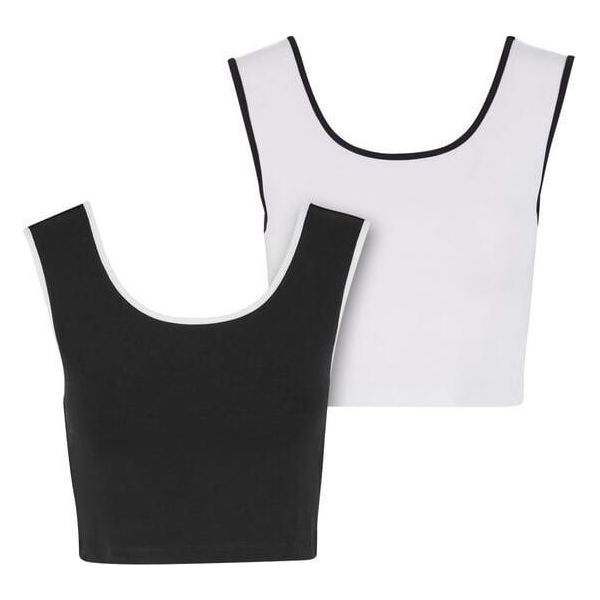 Urban Classics Top Damen Ladies Contrast Cropped Top (2Er Pack) Schwarz/Weiß L-image