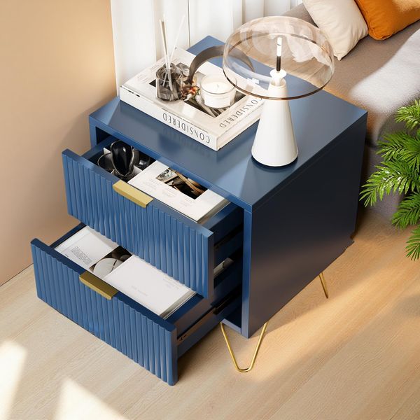 Comodino Proximax Con 2 Cassetti, Comodino Tavolino Nordico Tavolino Da Caffè 40X35,5X50Cm-image