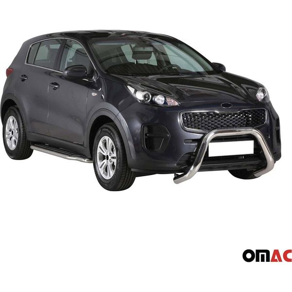 Barra Di Protezione Paraurti Anteriore Per Kia Sportage 2016-2018 ø76Mm Acciaio Protezione Argento-image