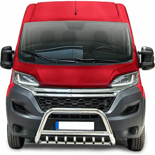 Barra Di Protezione Del Paraurti Anteriore Per Citroen Jumper 2006-2016 Con Abe In Acciaio Argento-image