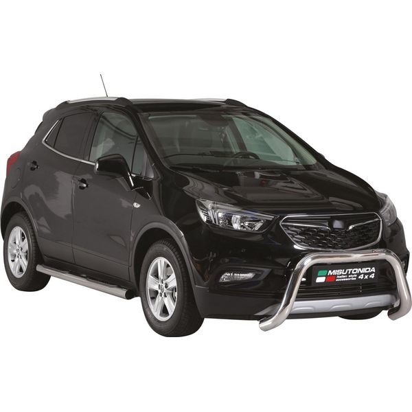 Barra Di Protezione Del Paraurti Anteriore Per Opel Mokka X 2016-2019 ø76Mm Acciaio Protezione Argento-image