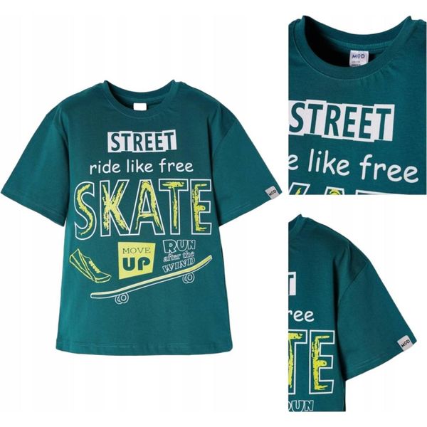 Mod Jeans | T-Shirt "Good Times"" - Verde Smeraldo - Cotone - Comoda - Alla Moda - Per Ragazzi Taglia 146, Età 11 Anni"-image
