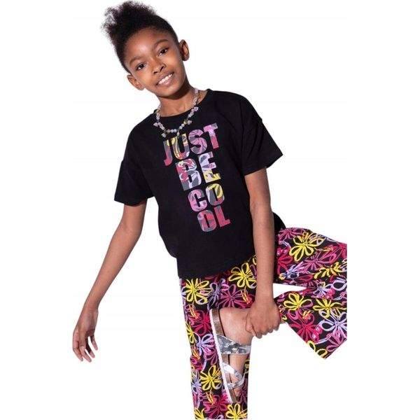 Mod Jeans | Set Estivo Per Bambina - T-Shirt E Pantaloni - Nero - Comodo Tessuto Di Cotone - Design Elegante Taglia 116, Età 6 Anni-image