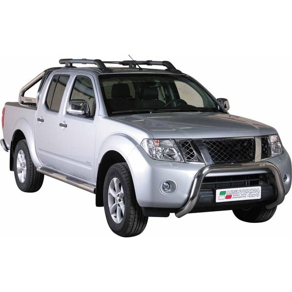 Barra Di Protezione Paraurti Anteriore Per Nissan Navara 2010-2014 ø76Mm Acciaio Argento-image