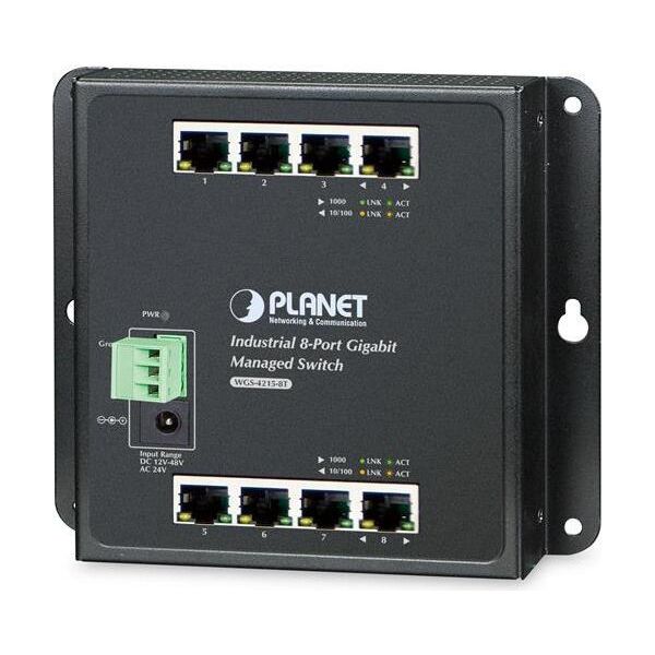 Planet WGS-804HPT Planet IP30 8-Port Gigabit Wall-Mount Switch 4-Port 802.3At Poe+, Redundant Power 48-56V Dc -40/+75 C-image
